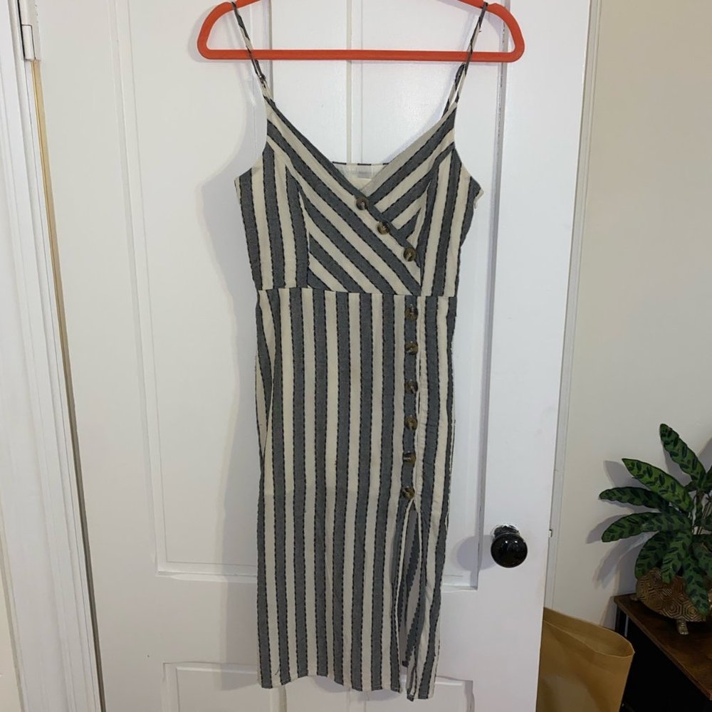 Midi Pinstripe Slip Dress